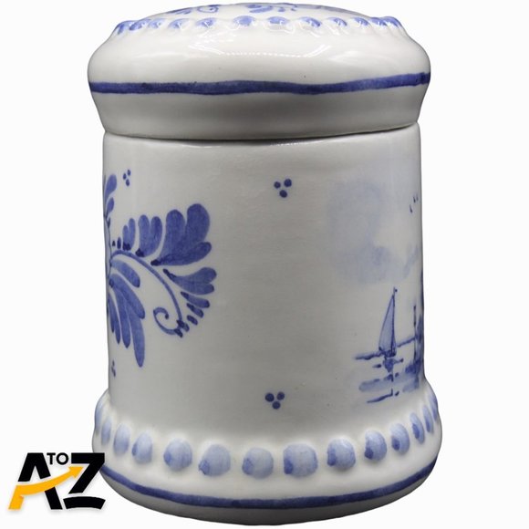 Handpainted Delft Blue Holland Ceramic Container Jar Trinket Box with lid - wind - Picture 5 of 12